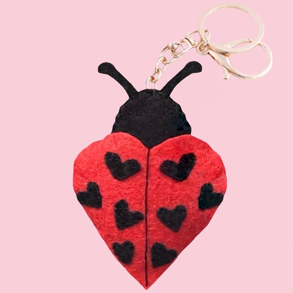 New Cotton Filled Felt Ladybug Valentine’s Day Keychain